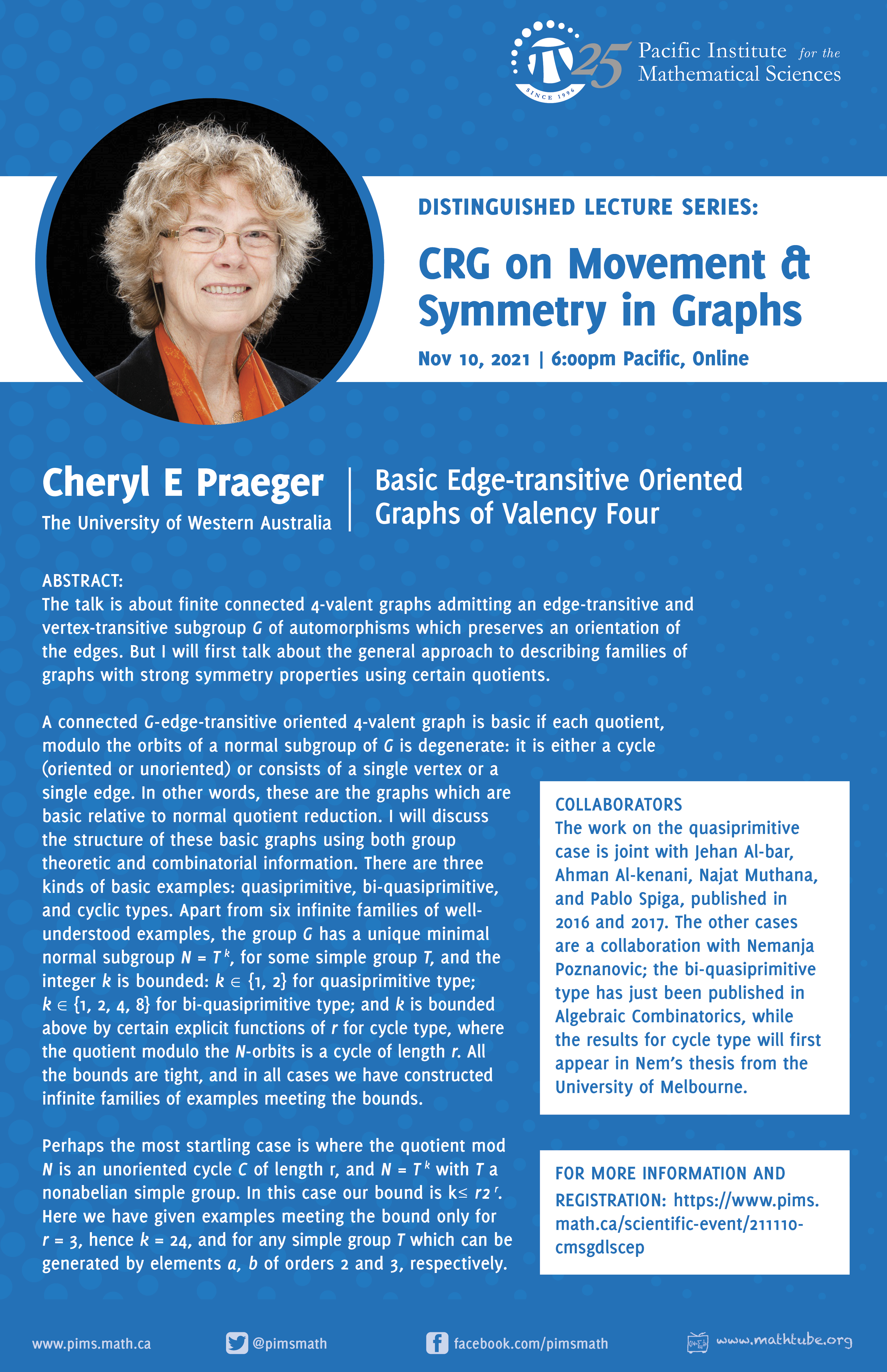 CRG Distinguished Lecture: Cheryl E Praeger