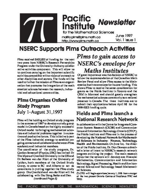 PIMS Newsletter June 1997