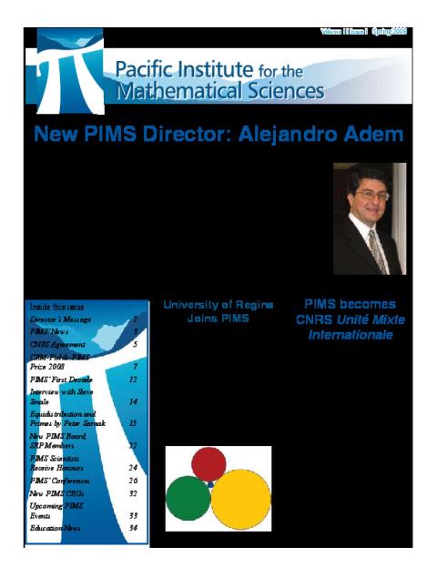 PIMS Newsletter, Spring 2008