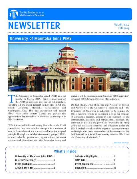 PIMS Newsletter, October 2015