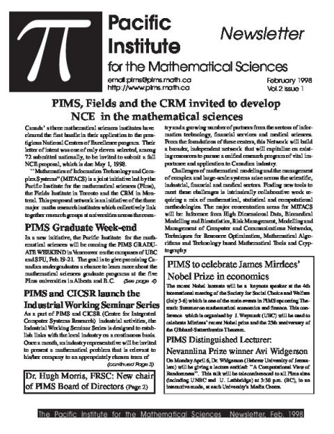 PIMS Newsletter February 1998